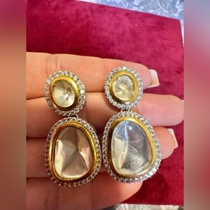 Elegant Gold and Silver Drop Earrings